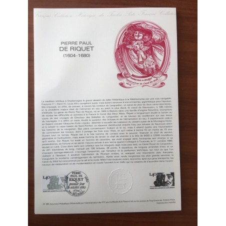 Document Officiel 2100 Pierre Paul de Riquet  1980 num 31-80