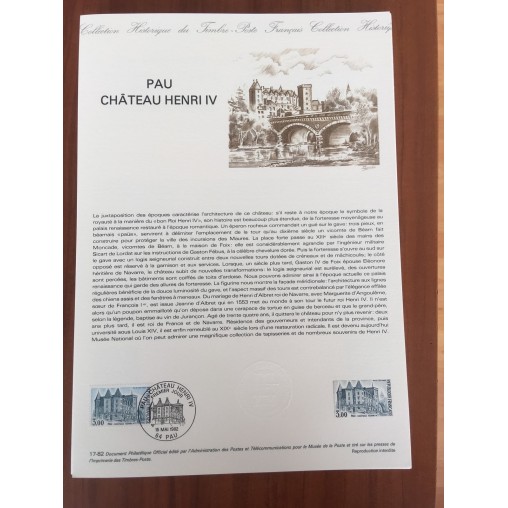 Document Officiel 2195 Pau Château  1982 num 17-82