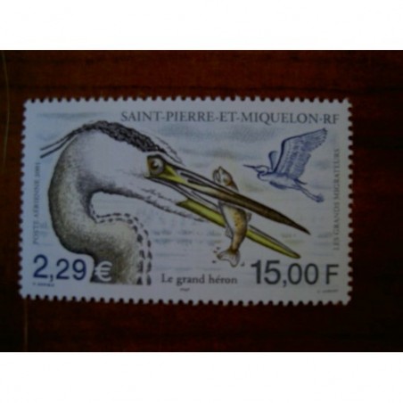 Saint Pierre et miquelon num PA 81 ** MNH en 2001 Oiseau Bird grand heron