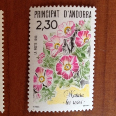 Andorre 393 ** MNH Roses  Année 1990