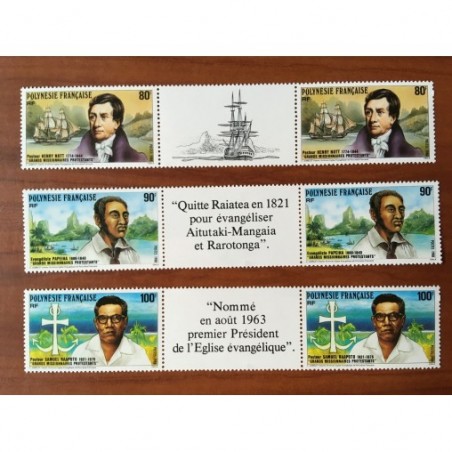 POLYNESIE NUM 318A-320A ** MNH Missionnaire ANNEE 1988