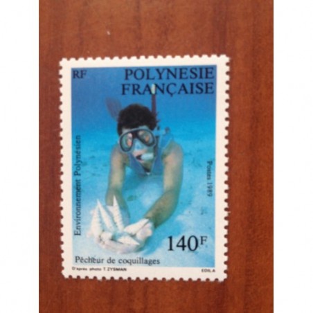 POLYNESIE NUM 332 ** MNH Plongée pecheur coquillage ANNEE 1989