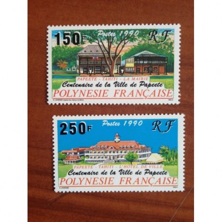 POLYNESIE NUM 358-359 ** MNH Ville de Papeete ANNEE 1990