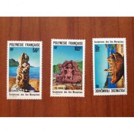 POLYNESIE NUM 386-388 ** MNH Sculpture ANNEE 1991