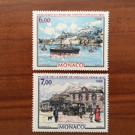 Monaco Num 1643-1644 ** MNH Tableaux Belle epoque année 1988