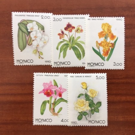 Monaco Num 1710-1714 ** MNH Fleurs  année 1990