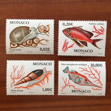 Monaco Num 2327-2330 ** MNH Poissons et coquillages année 2002