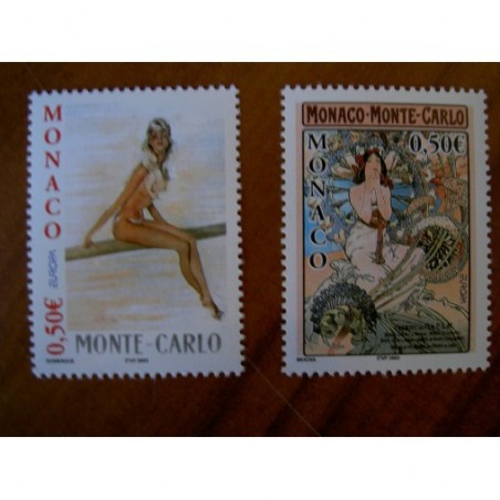 Monaco Num 2393-2394 ** MNH Europa Affiche Mucha année 2003